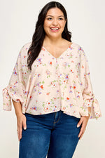 Plus Floral Dolman Blouse Peach