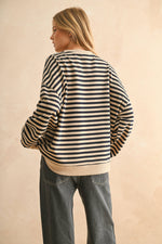 Striped Knit Long Sleeve Pullover