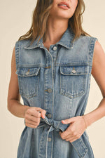 Sleeveless Button Down Denim Dress