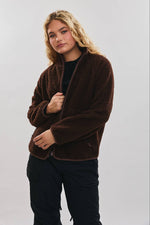 Mock Neck Fleece Jacket Mocha