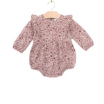 Flutter Long Sleeve Romper Fox Floral Dusty Rose