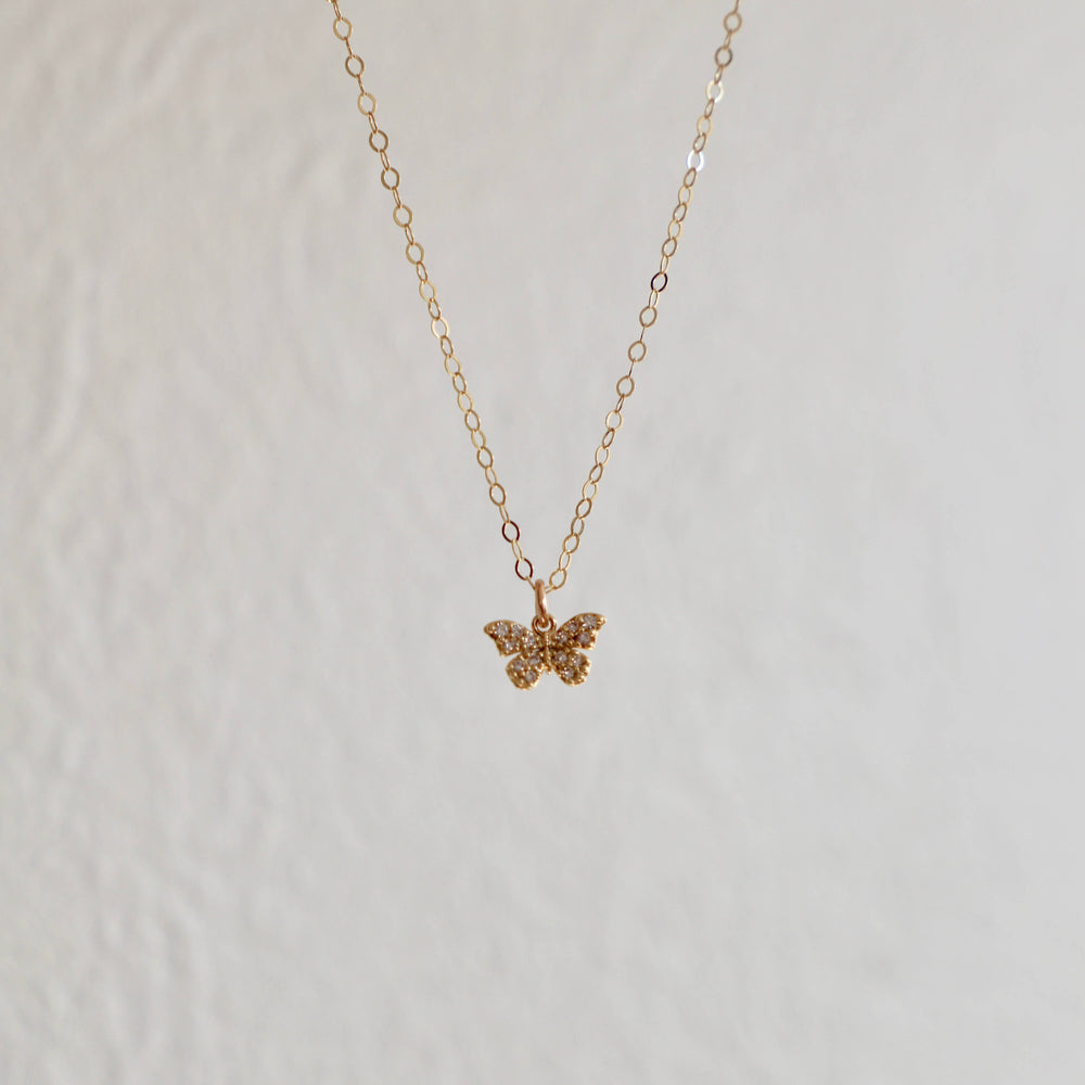 Miniature Cz Butterfly 16" Necklace