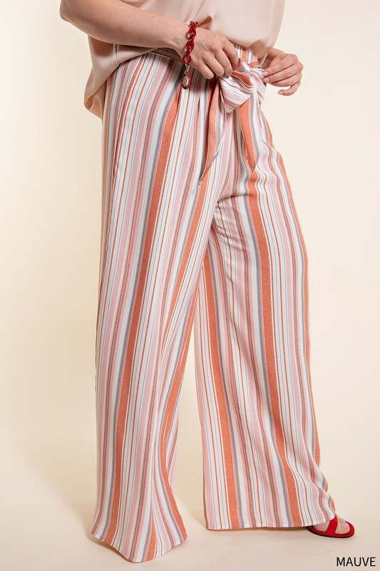 Plus Striped Pant Mauve