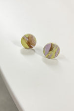 Lilac & Lemon Marbled Stud Earrings