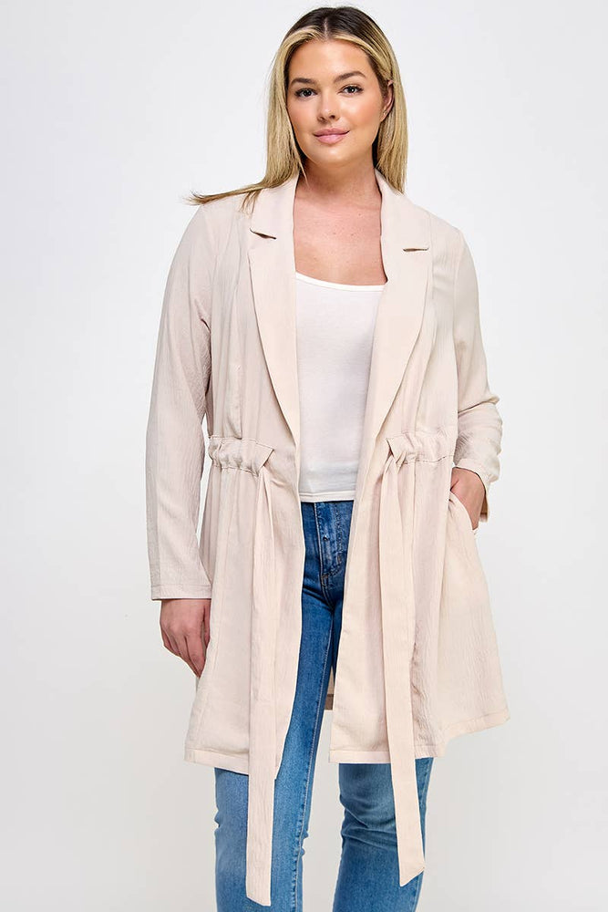 Plus Size Trench Jacket W/Tie