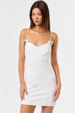 Bow Strap Mini Dress Off White