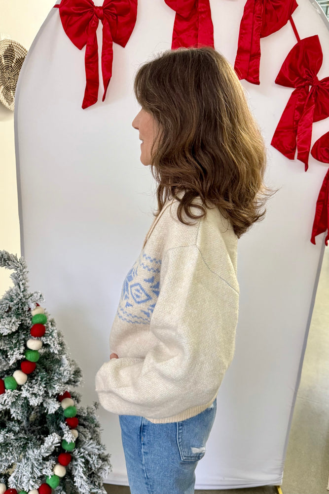 Collared Knit Fairisle Sweater Top