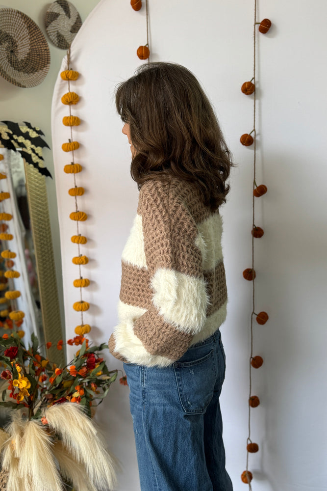 Striped Knit Sweater Mauve