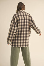 Grid Pattern Shacket Brown