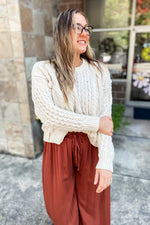 Rory Cable Knit Sweater Cream - Lilac&Lemon