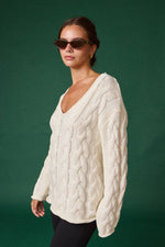 Cable Knit V-Neck Sweater