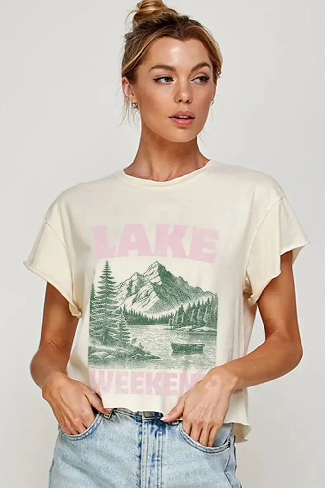 Lake Weekend Vintage Graphic Crop Tee