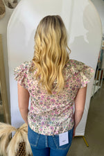 Floral Print Top Pink and Green
