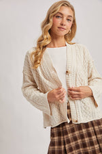 Button Down Cable Knit Cardigan