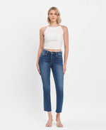 High Rise Crop Slim Straight Jeans