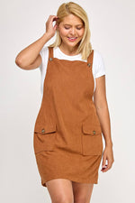Plus Size Corduroy Pinafore Overall Dress