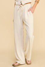 Elastic Waist Linen Blend Pant Oatmeal
