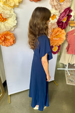 Flutter Sleeve Maxi Dress Navy