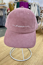 Mama Embroidered Corduroy Baseball Cap Mauve