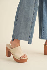 Color Block Raw Hem Denim Pants