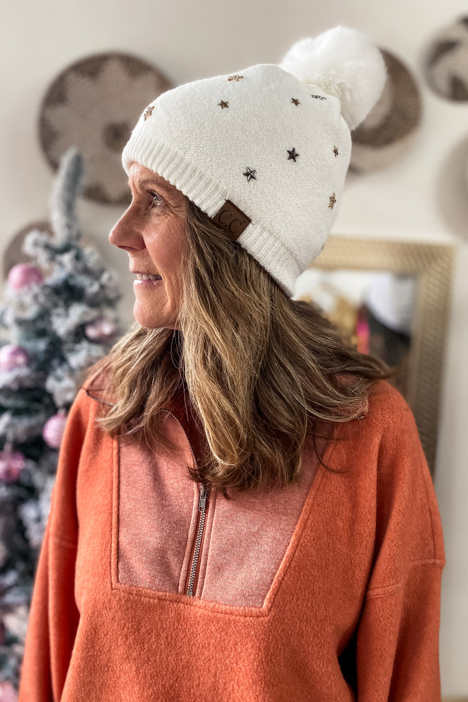 Star Studded Pom C.C Beanie