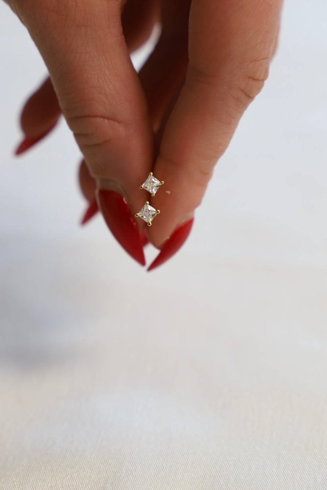 Square CZ Studs