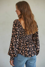 Floral Print Flare Blouse