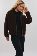 Mock Neck Fleece Jacket Mocha