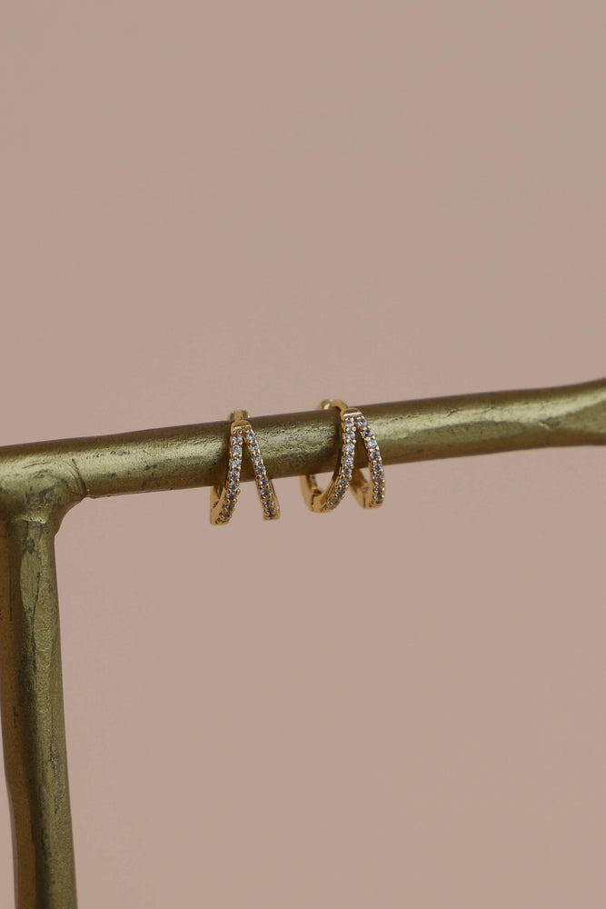 Double CZ Huggie Hoops