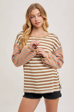 Stripe Contrast Pullover Latte