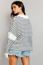 Relaxed Striped Top Black and White