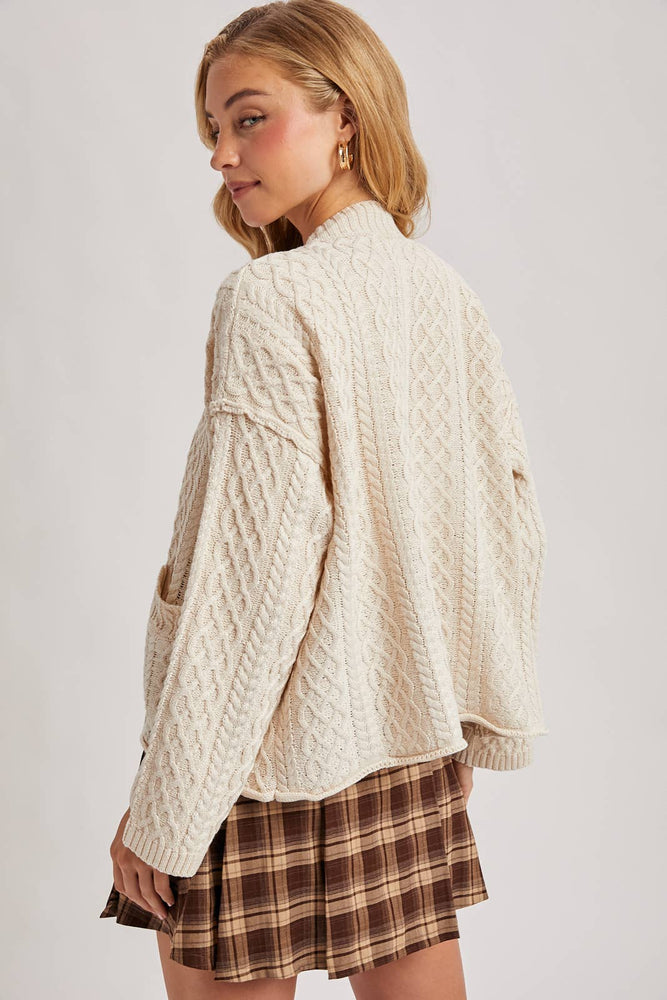 Button Down Cable Knit Cardigan