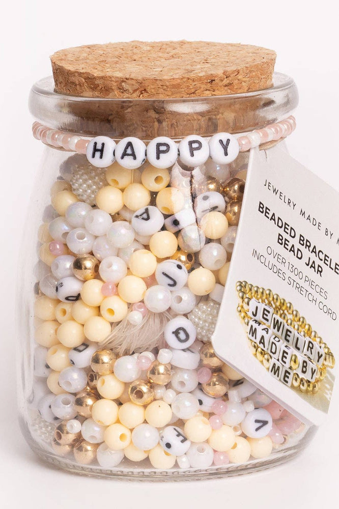 Happy Round Letter Neutral Tone DIY Bead Jar