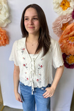 Collared Tie Front Top