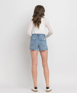 High Rise A-Line Denim Shorts