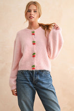 Cherry Button Front Cardigan