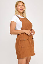 Plus Size Corduroy Pinafore Overall Dress
