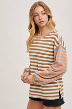Stripe Contrast Pullover Latte