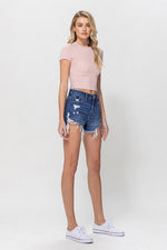 Olivia Destroyed Hem Boyfriend Shorts - Lilac&Lemon