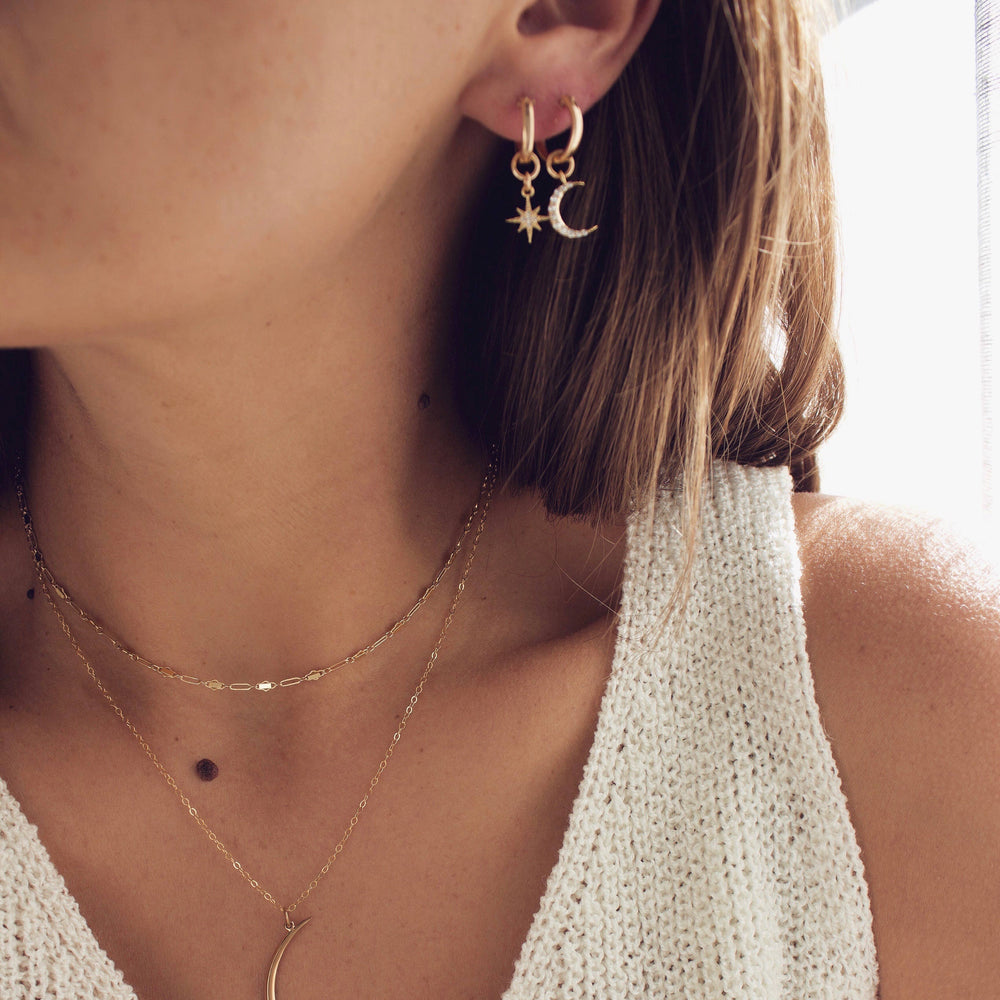 Star and Moon Hoop Earrings