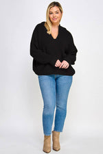 Plus Size Sweater Hoodie Top Black
