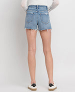 High Rise A-Line Denim Shorts