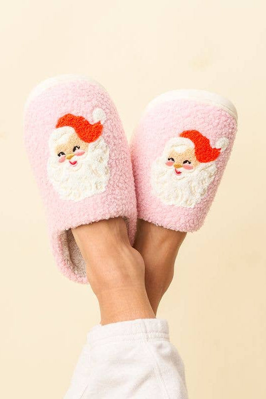 Fuzzy Santa Slippers