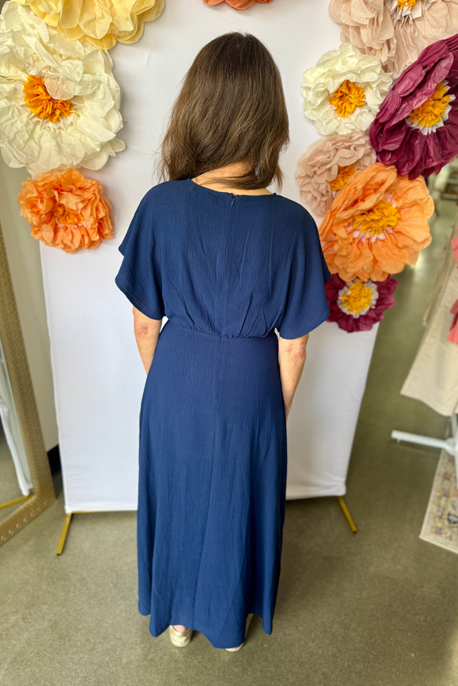 Flutter Sleeve Maxi Dress Navy