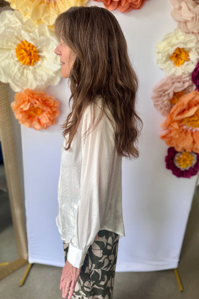 Flowy Satin-Like Blouse White