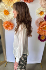 Flowy Satin-Like Blouse White