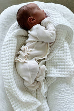 Organic Waffle 2-Way Zip Ruffle Footie Snow