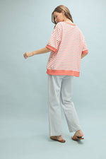 Drop Shoulder Striped Knit Top
