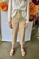 High Rise Straight Leg Ankle Jean Tan