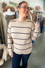 Evelyn Striped Sweater Tan
